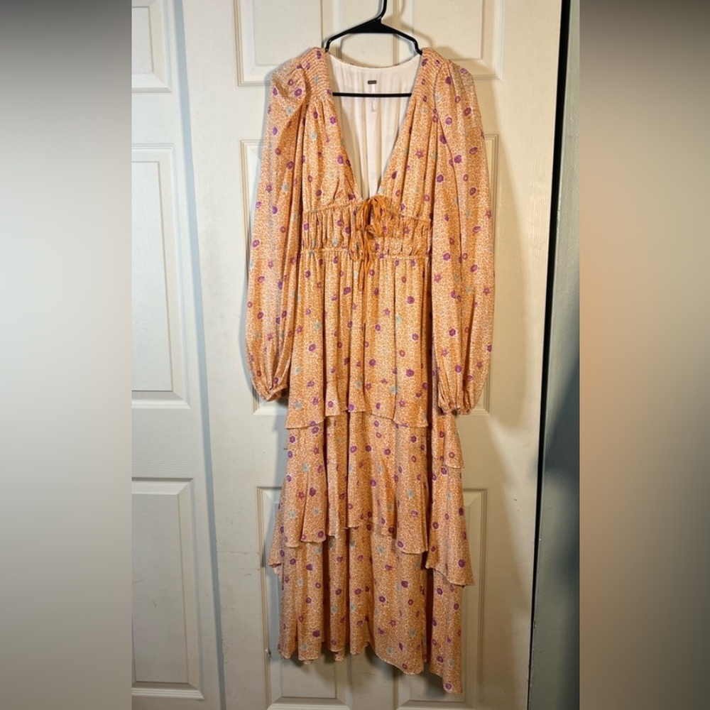 Free People Orange Floral Maxi Dress, Tried and True, large - Picture 2 of 6